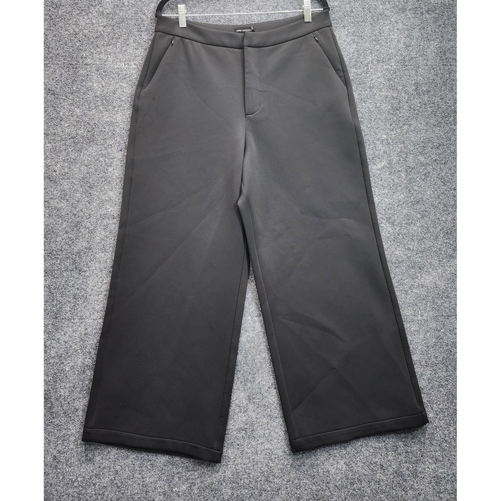 Good American Scuba Wide Leg Pants Womens Black High Rise Stretch Workwear 14/32